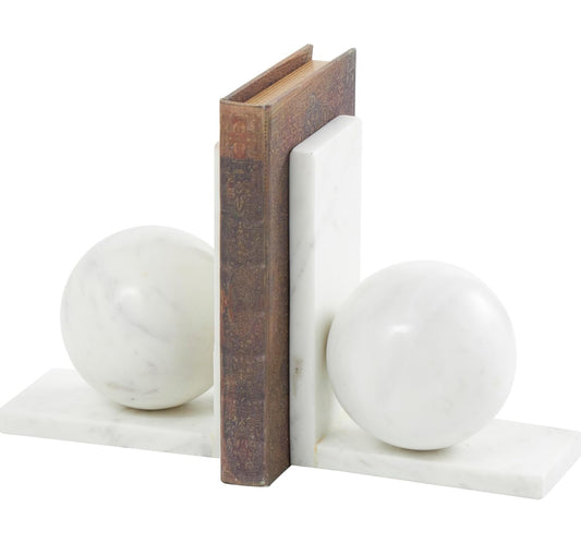 Marble Geometric Orb Bookends