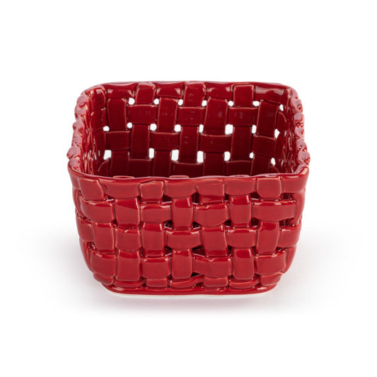 Red Ceramic Berry Dish with Towel