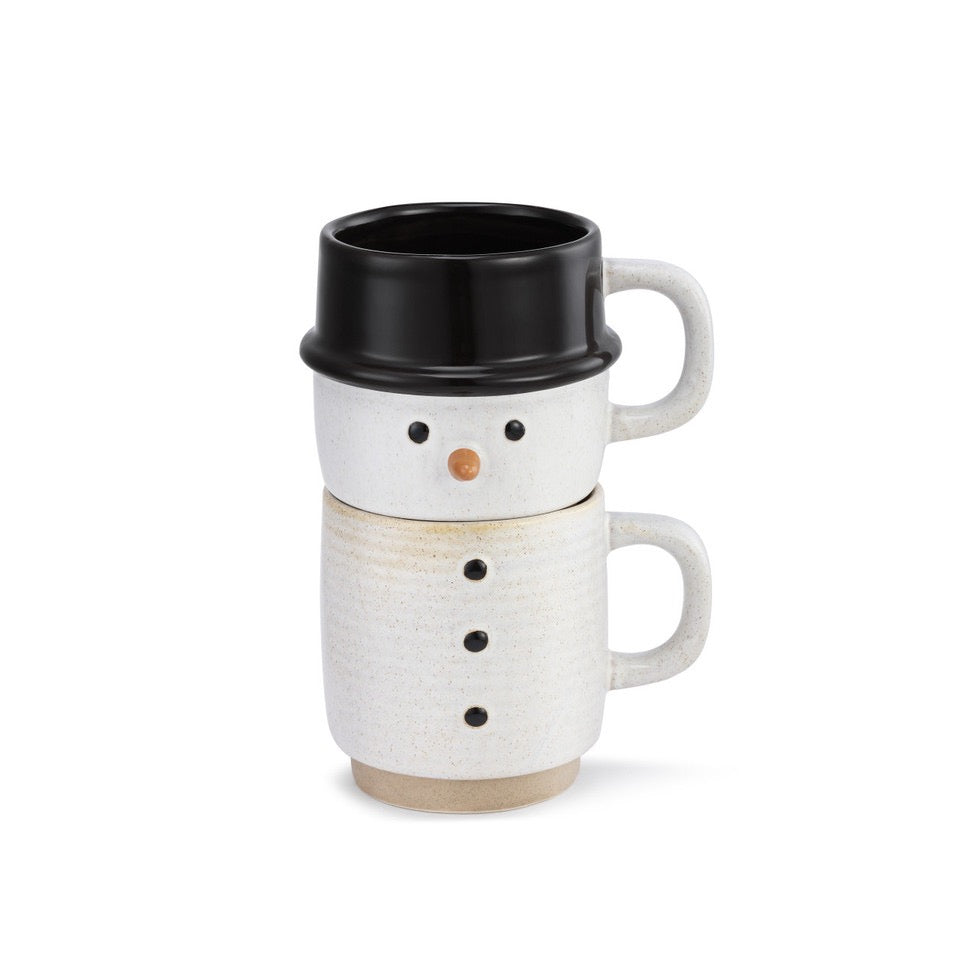 Snowman Stacked Mugs Set of 2