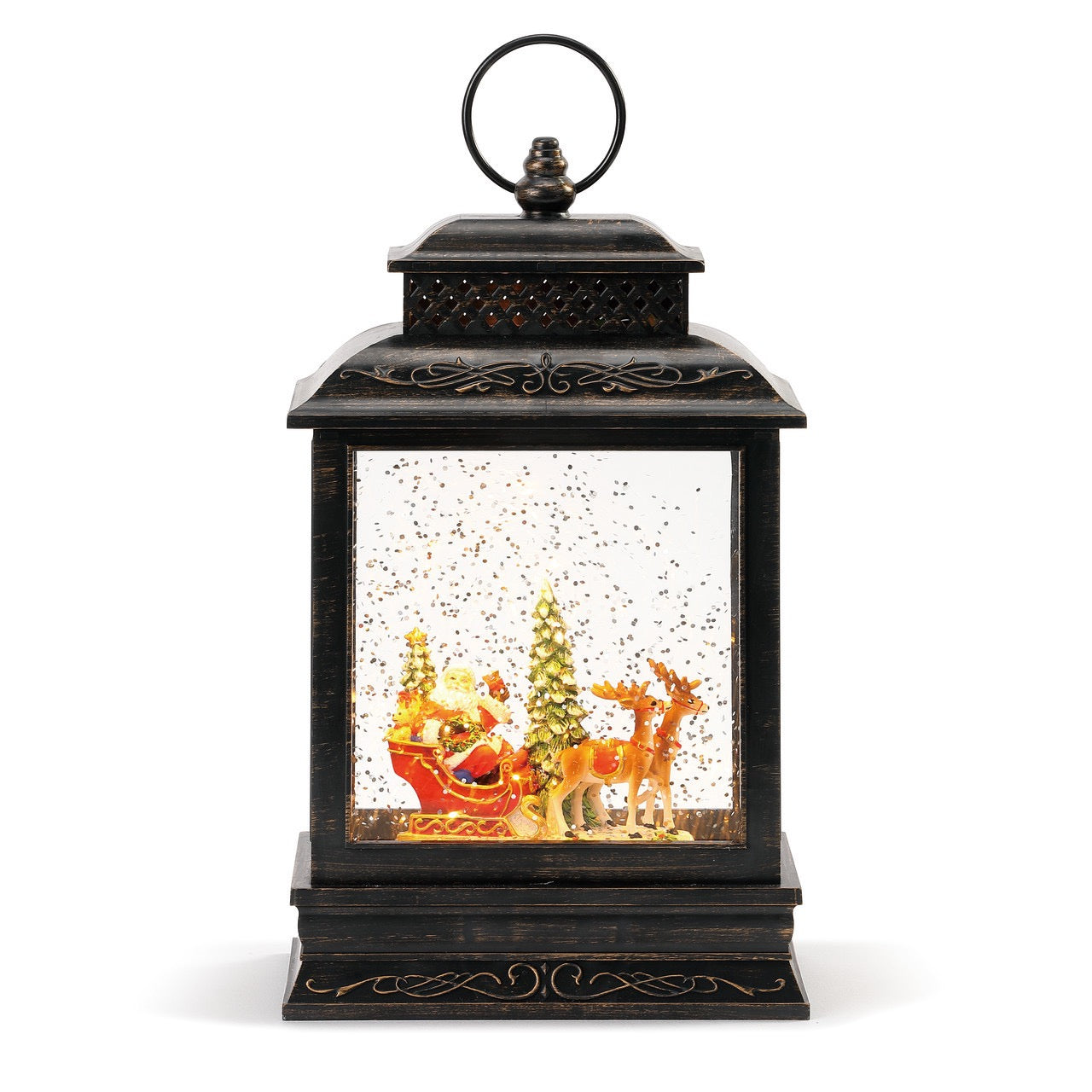 Lit Musical Santa and Sleigh Lantern