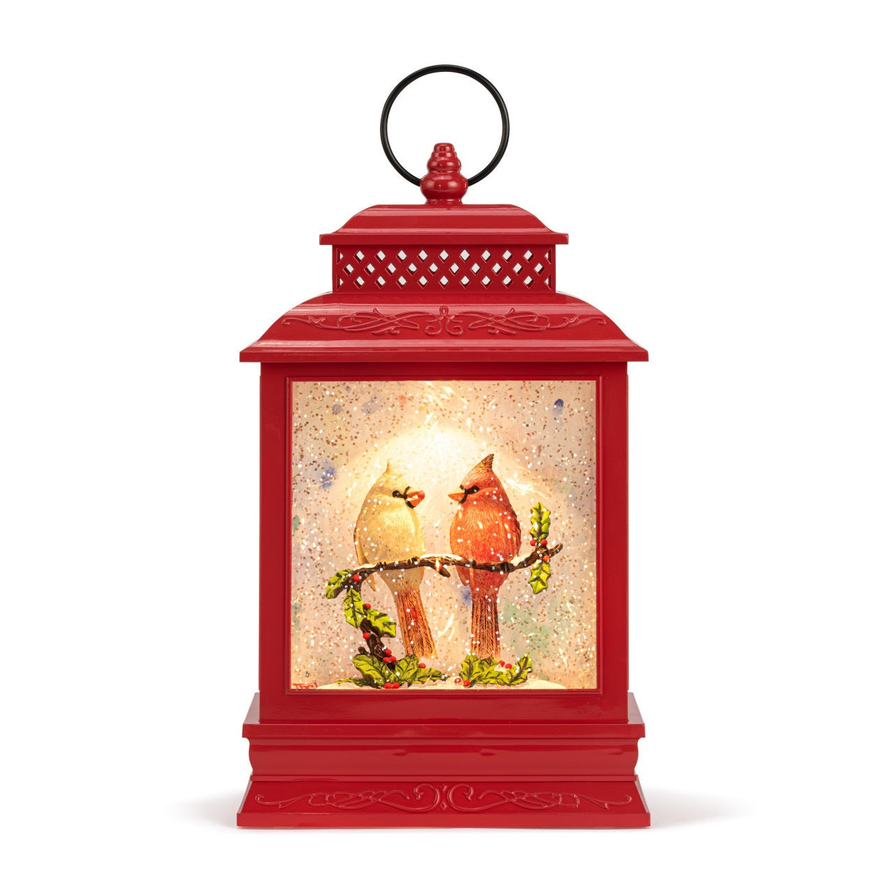 Lit Musical Christmas Cardinals Lantern