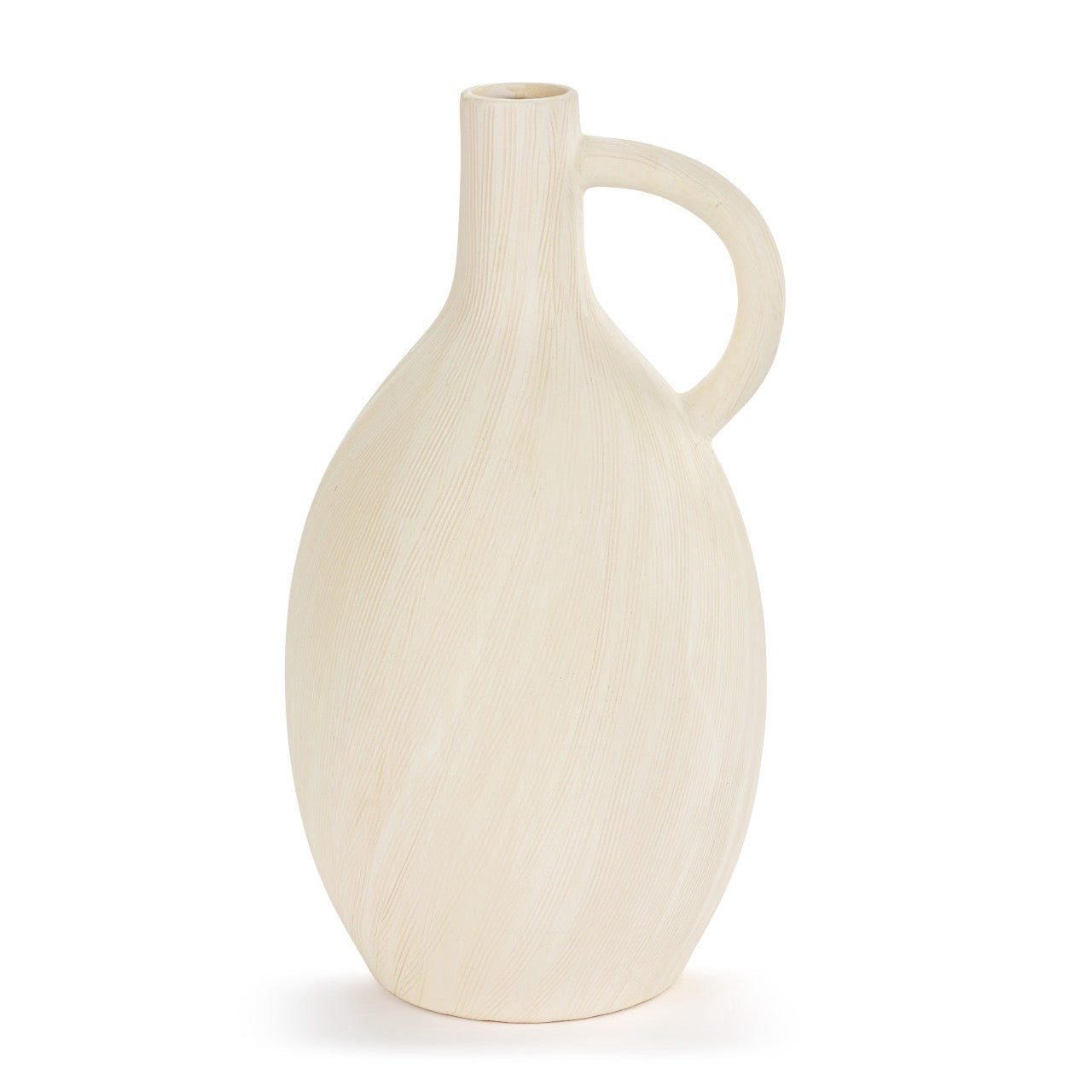 Cream Ceramic Single Handle Jug Vase