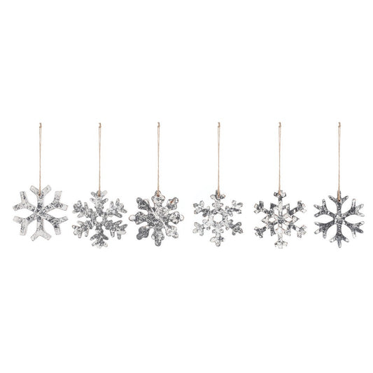 Silver Wood Snowflake Ornaments