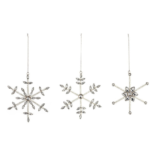 Sparkly Silver Snowflake Ornaments