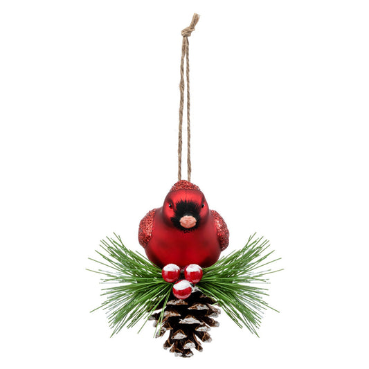 Cardinal on Pinecone Ornament