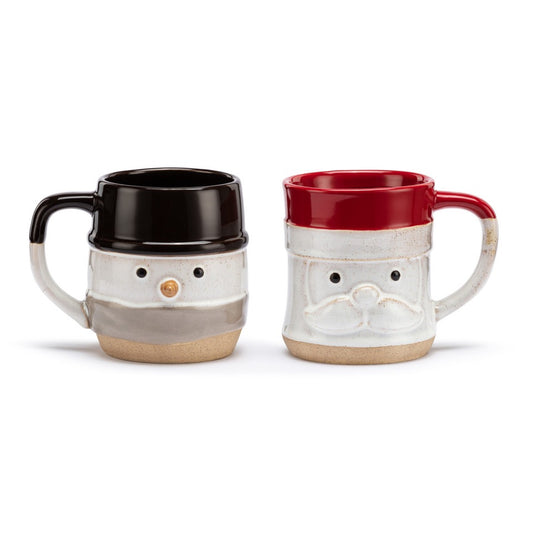 Snow Day Snowman & Santa Cuddle Mugs Set