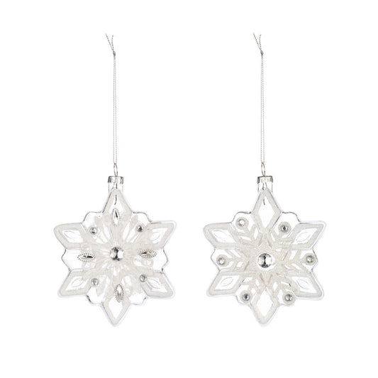 Glass Beaded Snowflake Ornaments