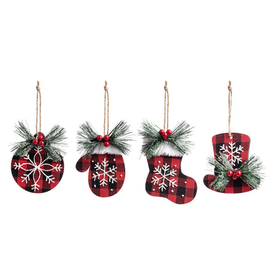 Buffalo Plaid Fabric Ornaments