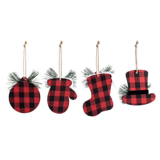 Buffalo Plaid Fabric Ornaments