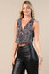 Boots Stitch  Print V Neck Ribbon Vest