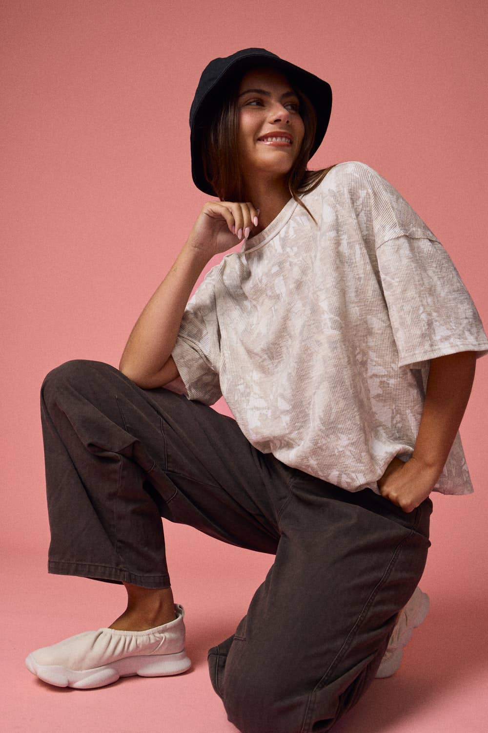 Camo Ribbed Loose Fit Ribbed Shirt