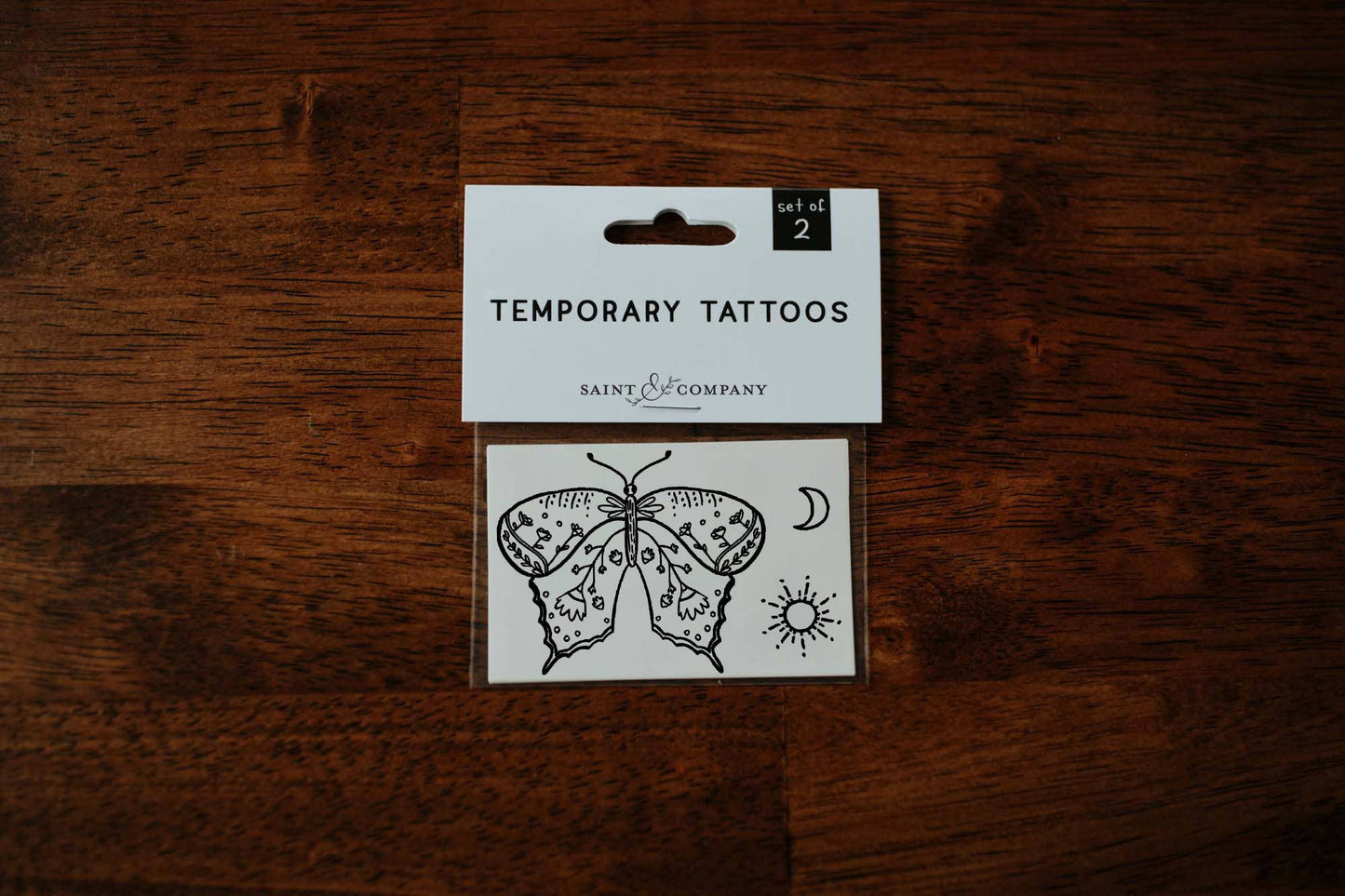Butterfly, Sun & Moon Temporary Tattoos