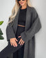 Elegant Collarless Open Front Long Cardigan