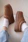 CHESTNUT TEDDY FAUX FUR FLATFORM SLIPPERS