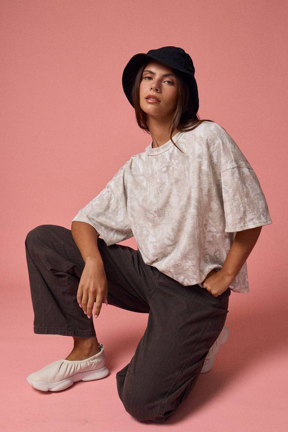 Camo Ribbed Loose Fit Ribbed Shirt