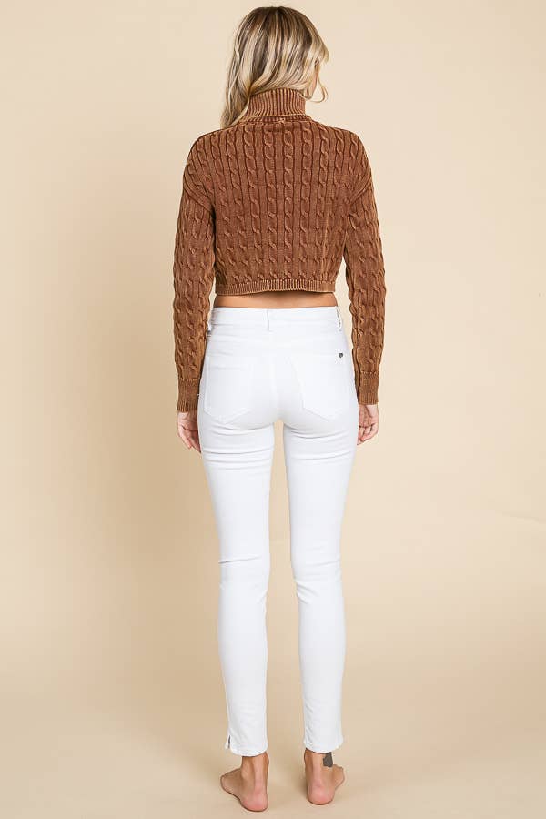 Cropped Cable Knit Sweater