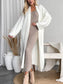 Elegant Collarless Open Front Long Cardigan