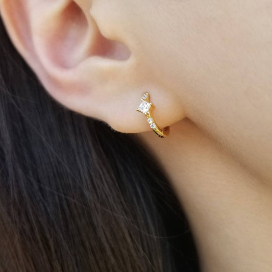 DAINTY CRYSTAL HUGGIE EARRINGS