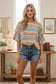 Mineral Washed Multi Stripe Knit Top