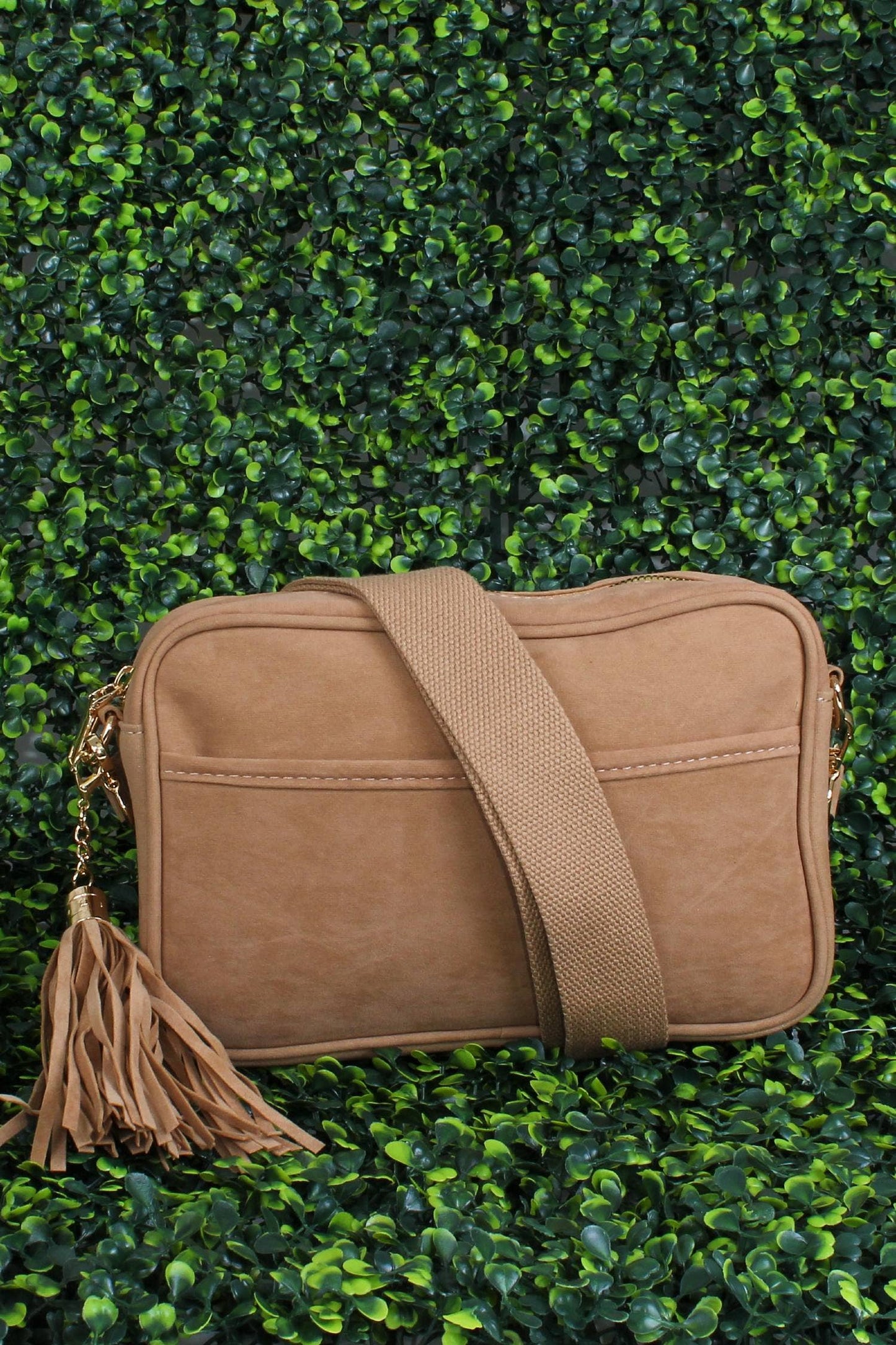 Suede Camera Crossbody Bag