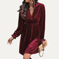 Velvet Surplice Neck Relax Fit Mini Dress