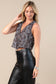 Boots Stitch  Print V Neck Ribbon Vest