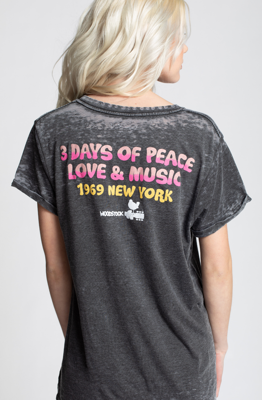 Vintage Woodstock Peace Love & Music Burnout Tee
