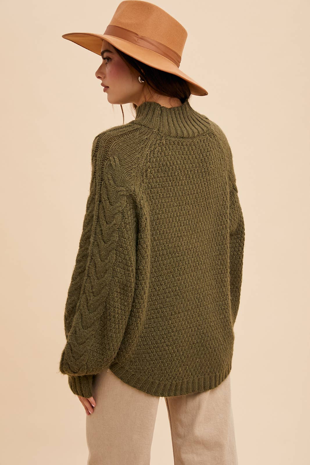 Textured Cable Knit Sweater