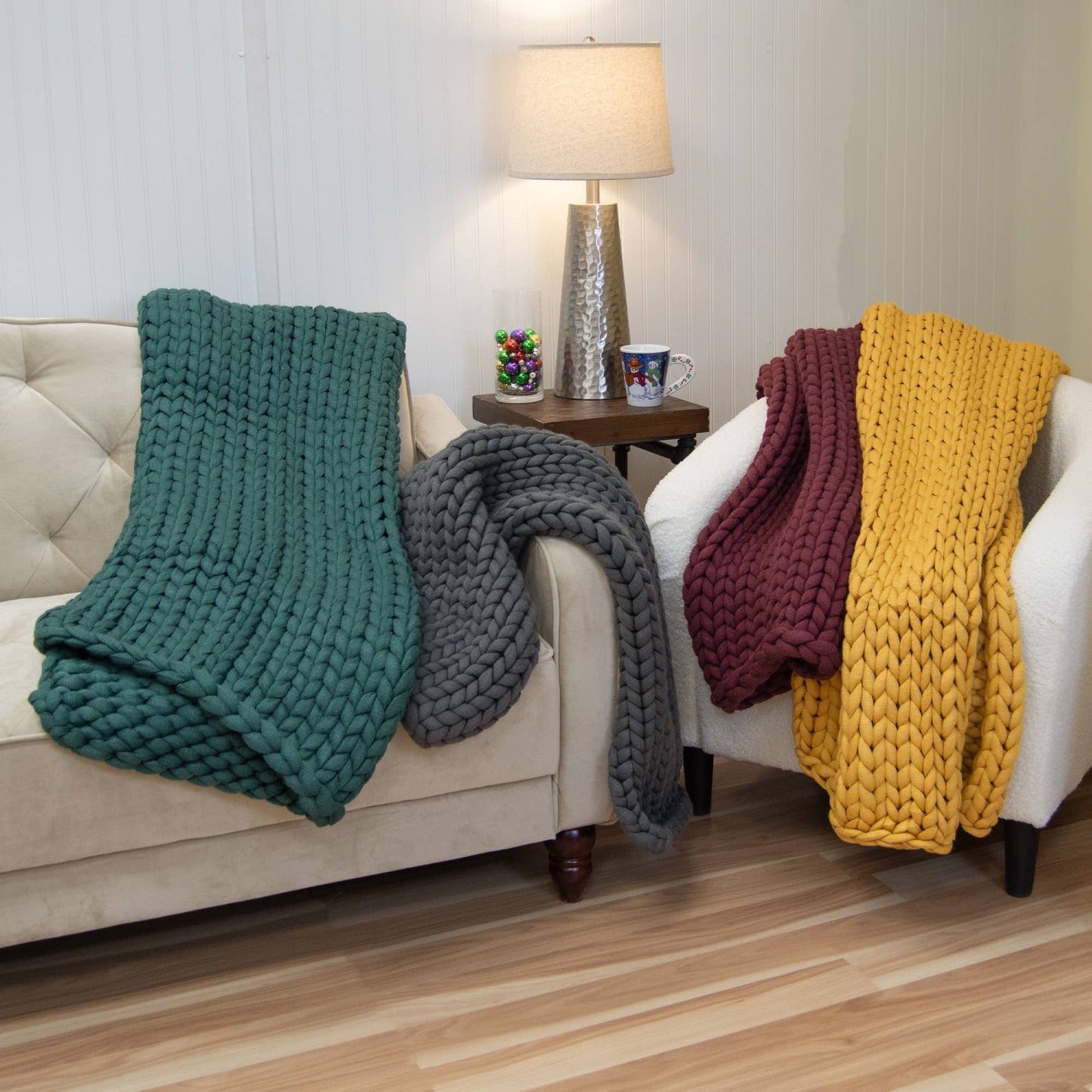 Chunky Knit Throw: Cream