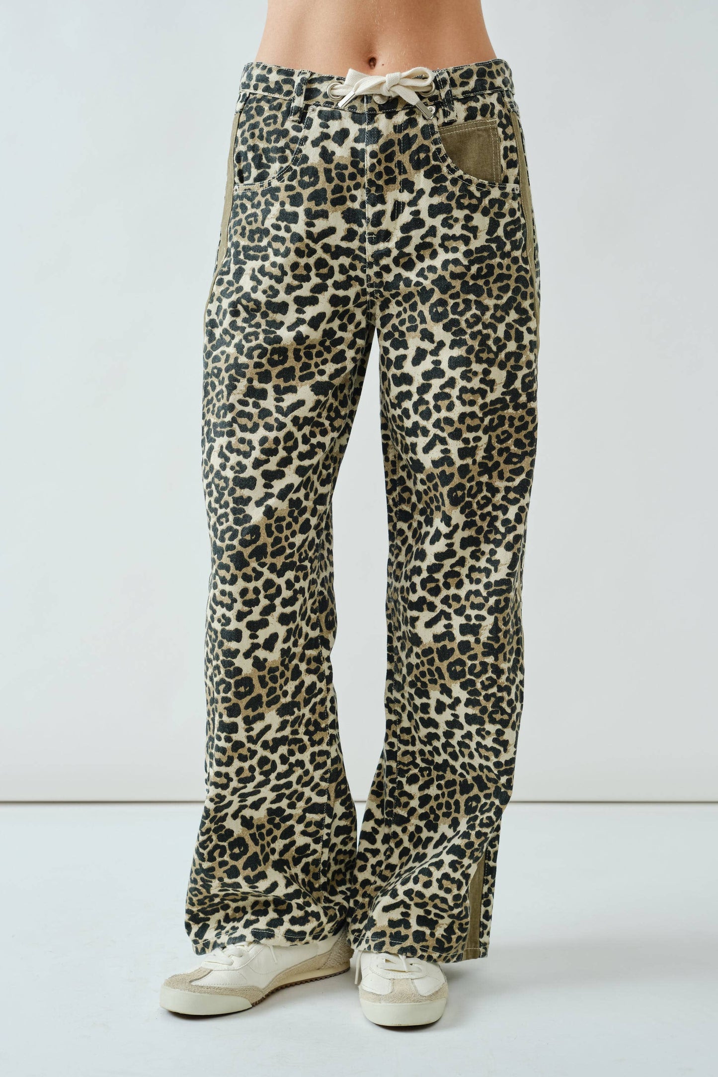 Leopard Slouchy Straight Jeans