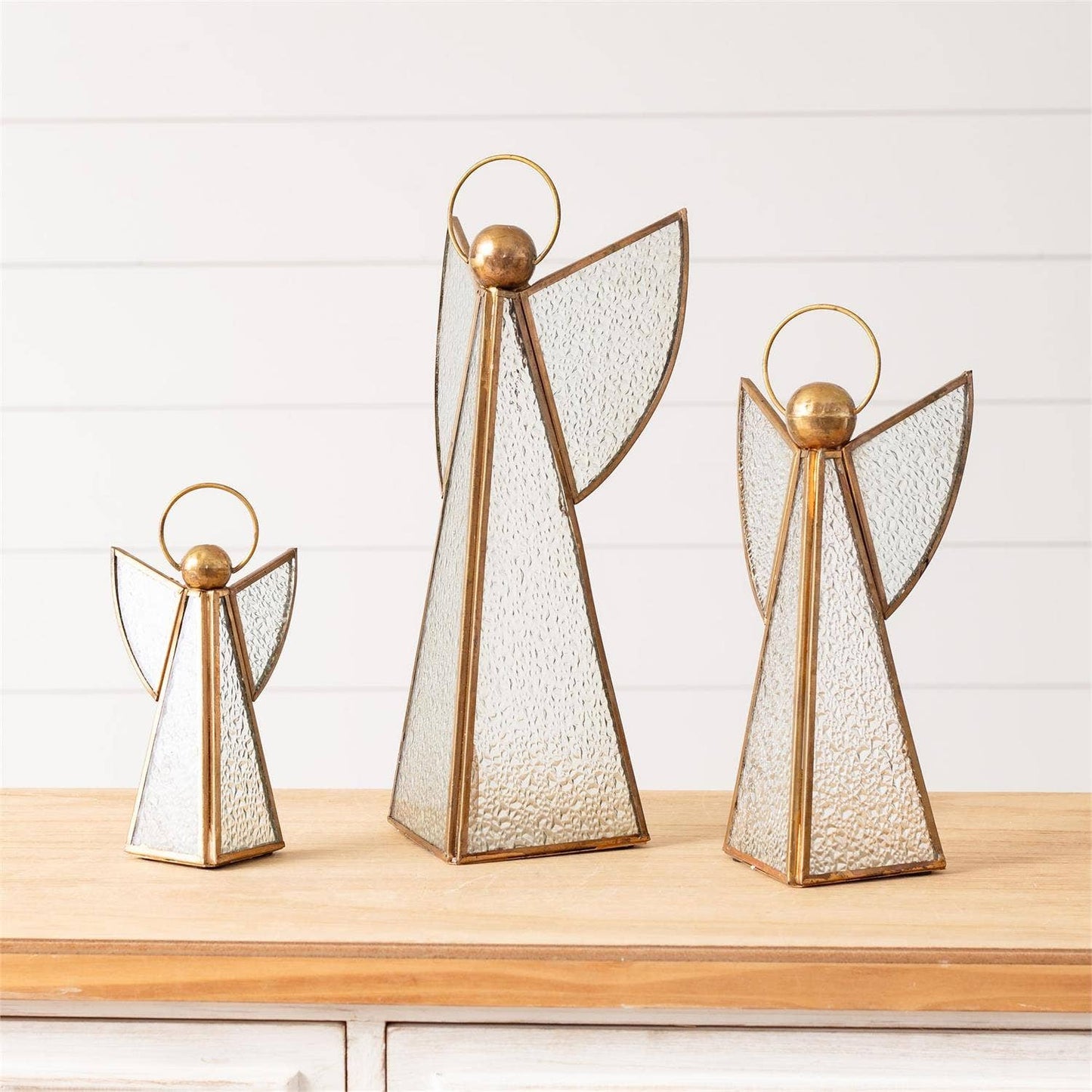 Vintage Glass And Brass Angel Figurine