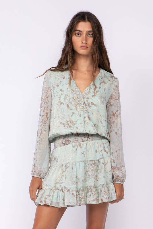 Floral Surplice Mini Dress