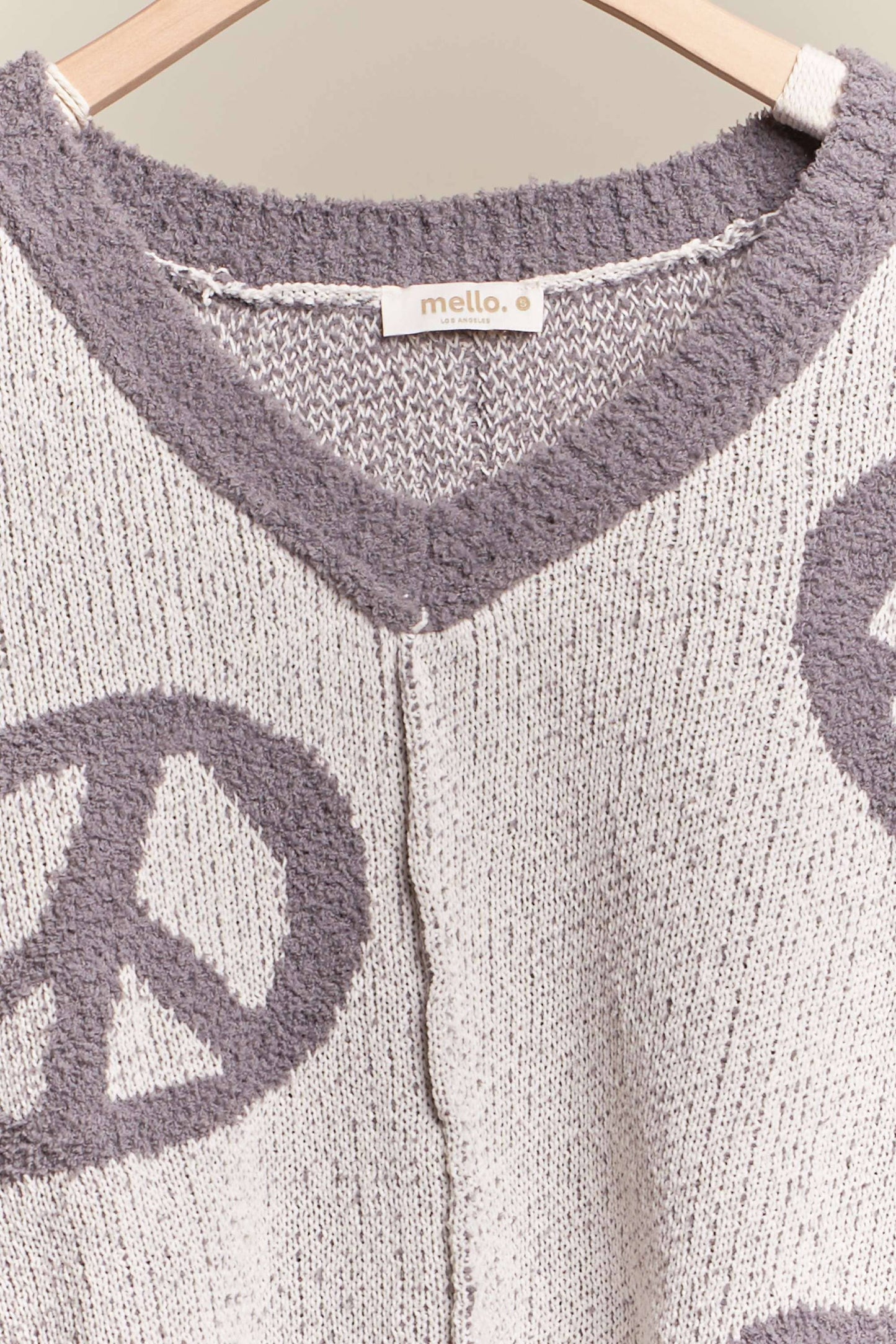 V Neck Peace Embroidered Sweater