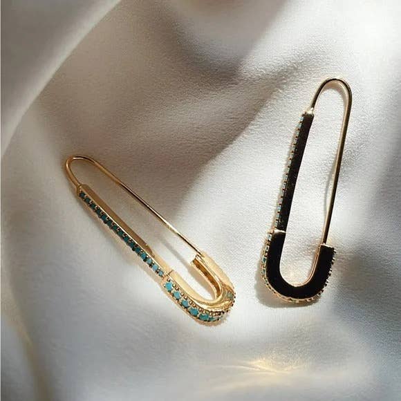 Helga Safety Pin Earrings: Clear