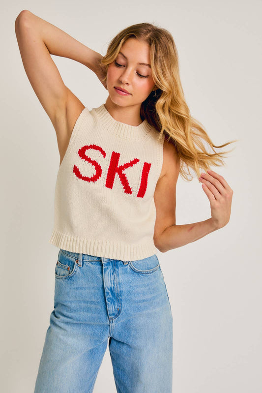 SLEEVELESS "SKI"CHUNKY SWEATER
