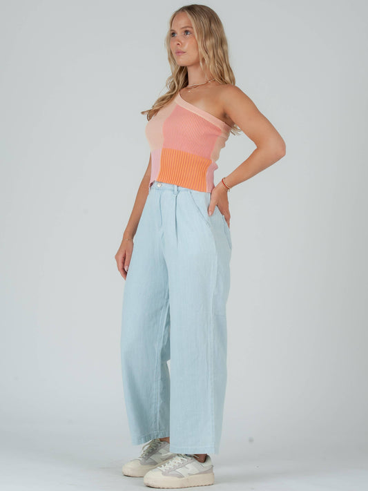 COLORBLOCKED ONE SHOULDER TOP