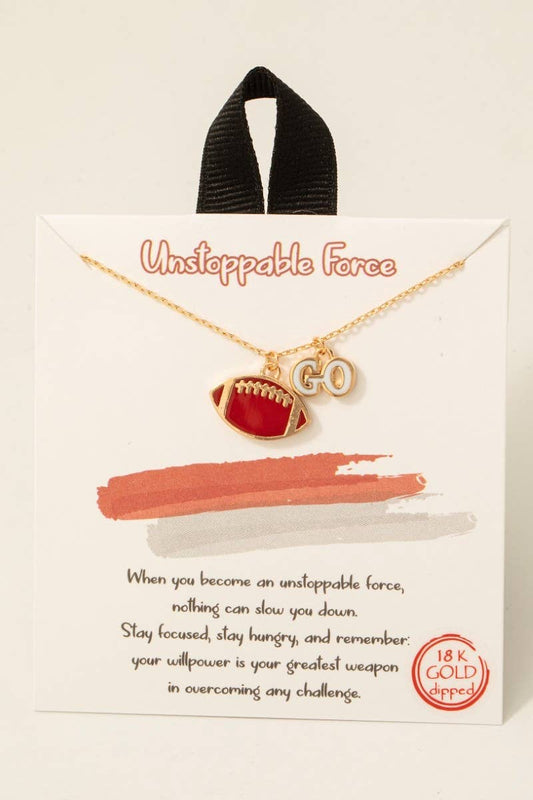 Gold Dipped Enamel Go Football Pendant Necklace