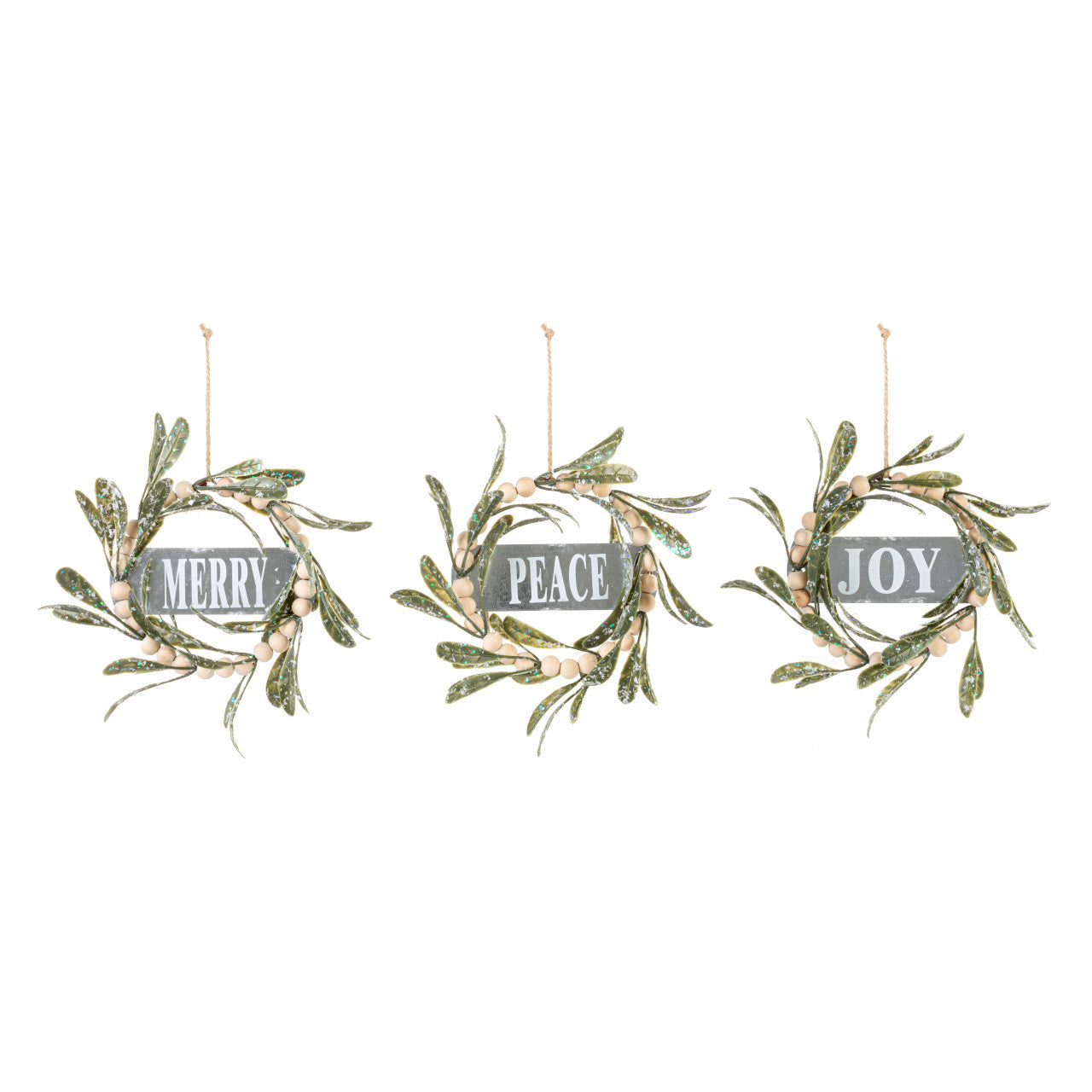 Peace Joy Merry Ornaments