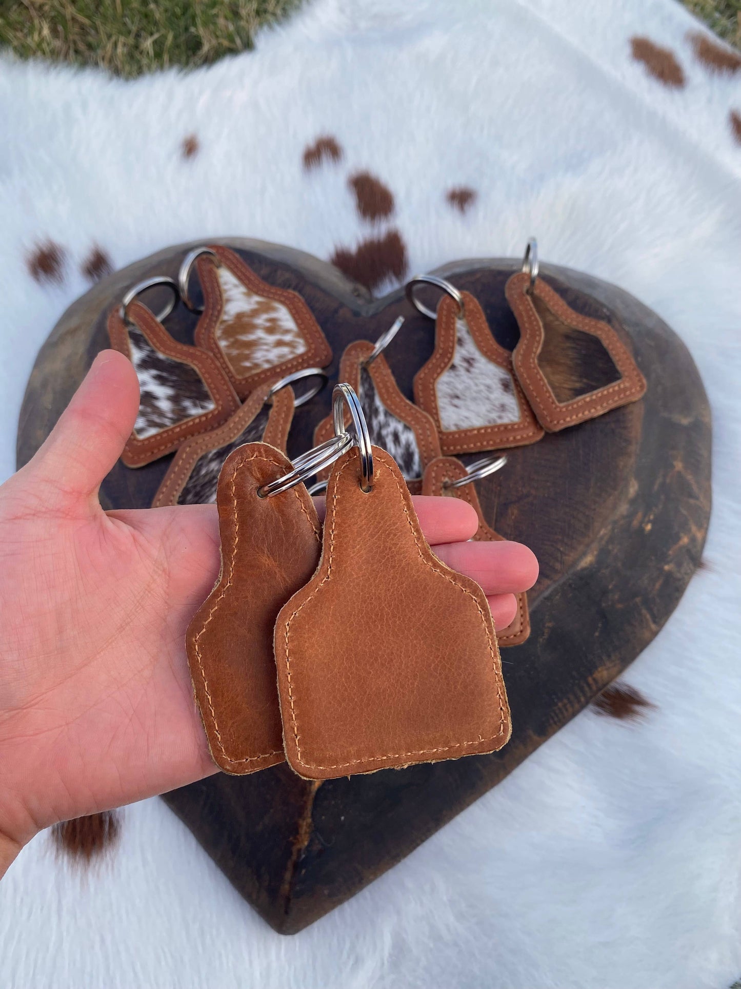 Cowhide Leather Keychain      