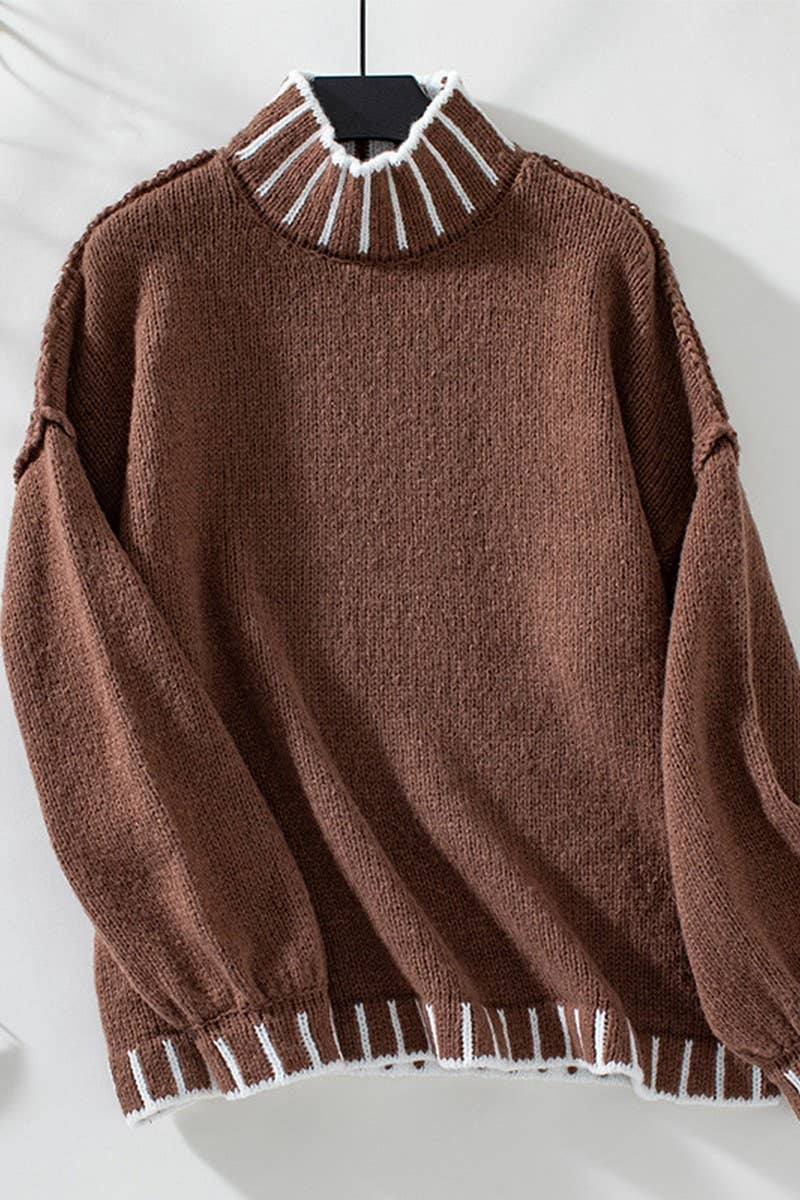 Striped Turtleneck Oversized Top