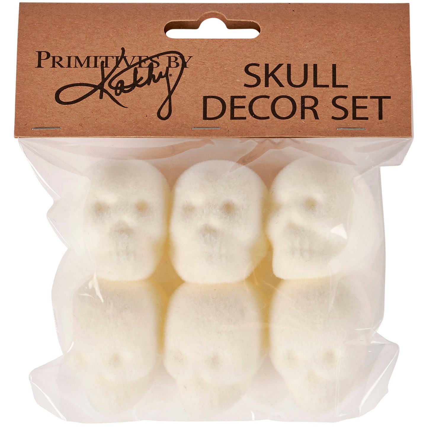 Small White Flocked Skull Set