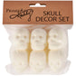 Small White Flocked Skull Set