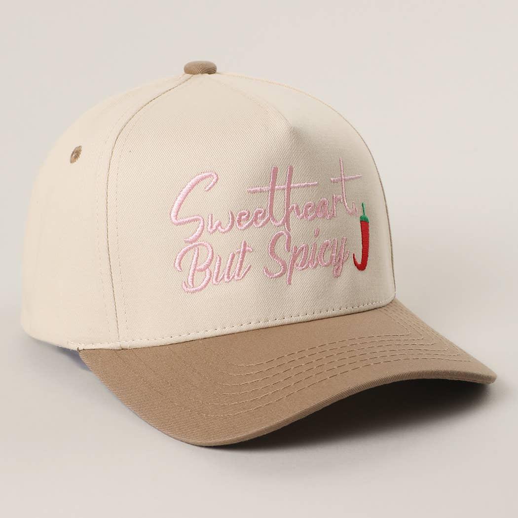 Sweetheart, But Spicy Embroidery Two-Tone Trucker Hat