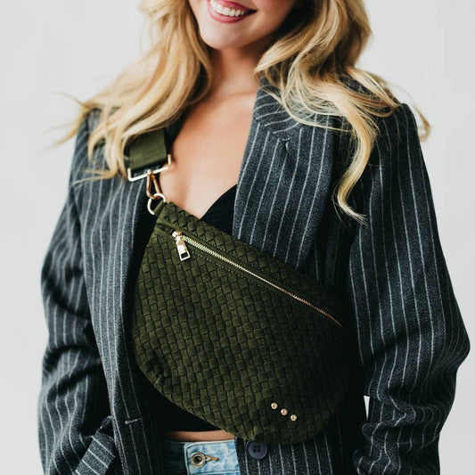 Westlyn Woven Bum Bag: Suede Olive