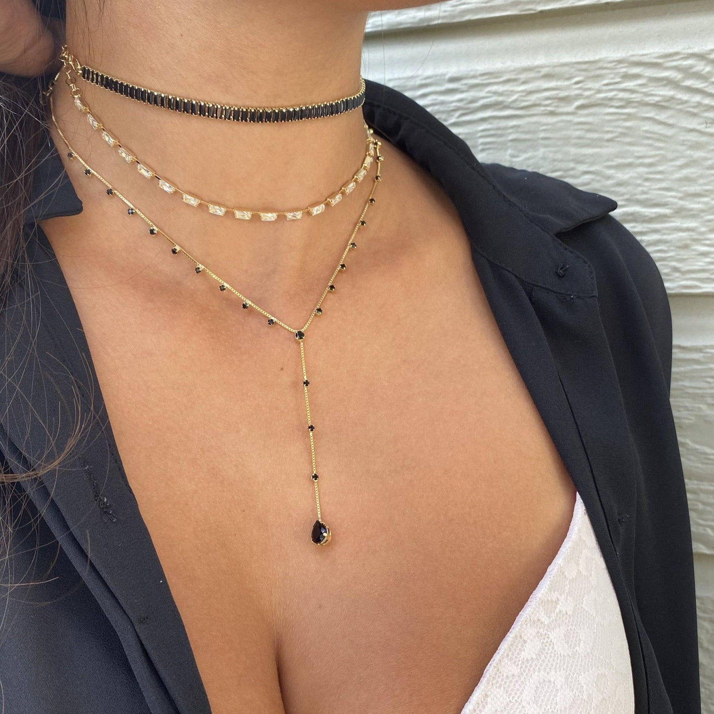 Clear Cubic Zircon Baguette Choker