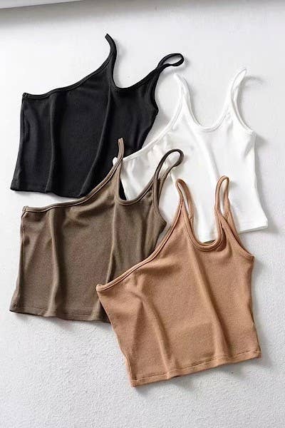 Asymmetric double strap cropped tank