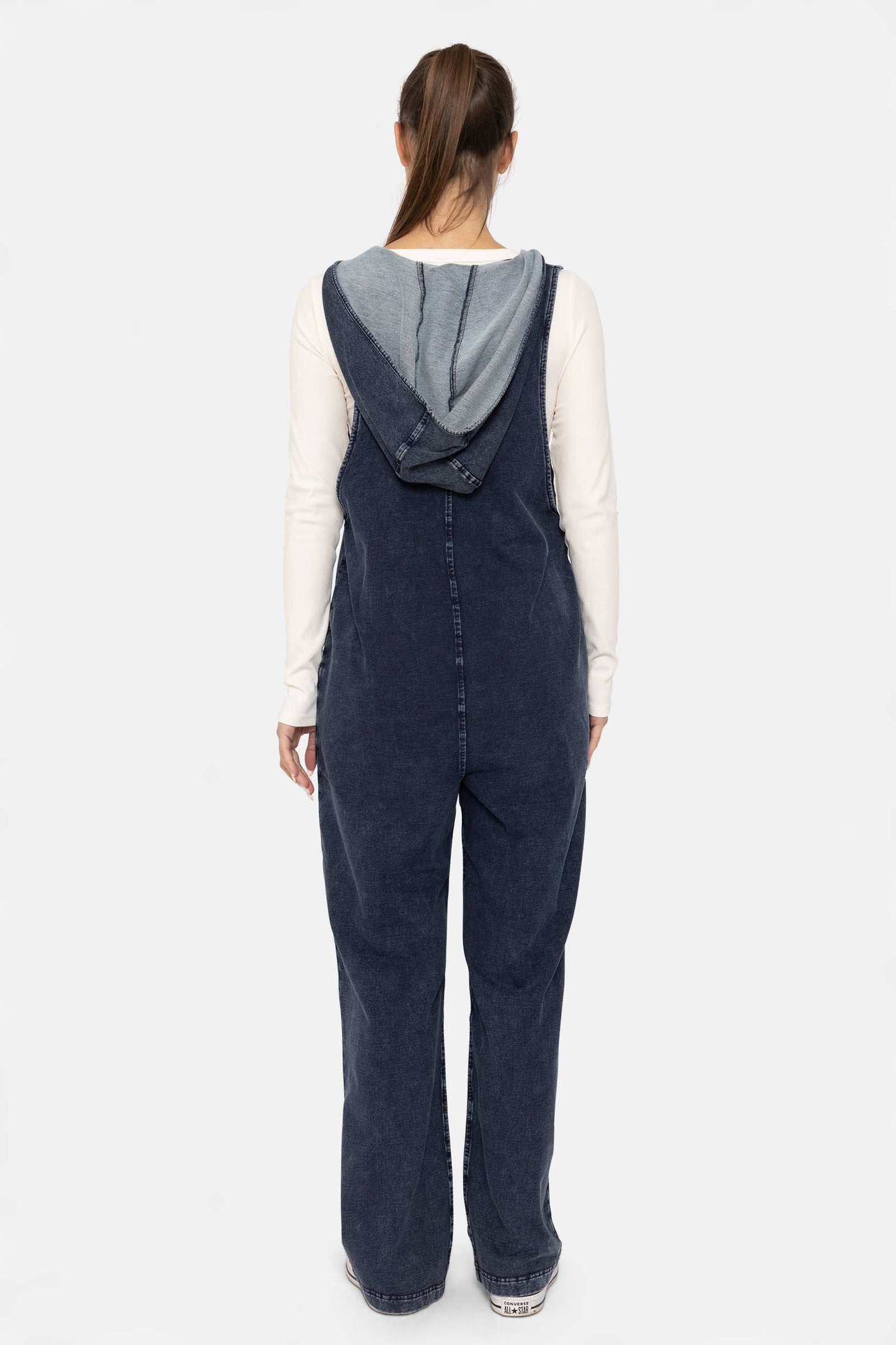 Cotton Blend Hooded Overalls: Black