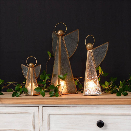 Vintage Glass And Brass Angel Figurine