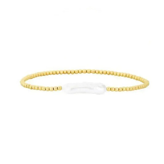 18K Gold Plated Copper Pearl and Gold Beaded Ball Bracelet