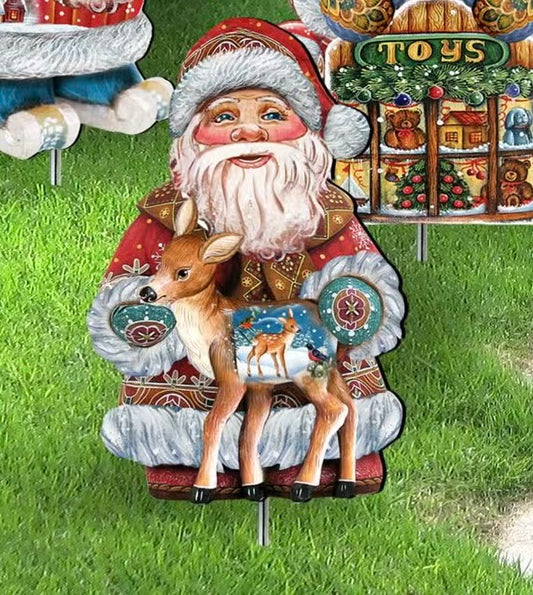 Santa & Deer Wooden Ornaments G.Debrekht